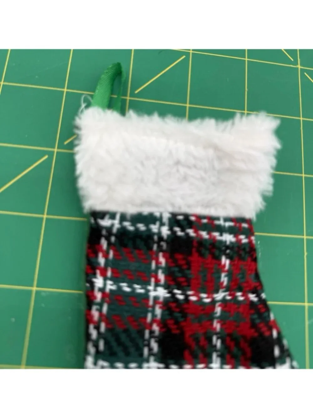 Mini Plaid Christmas Stocking Ornament 5”